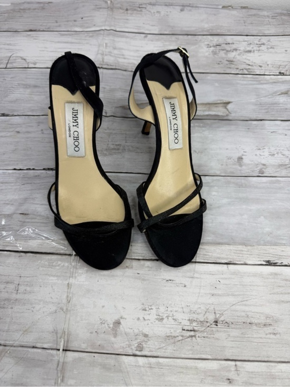 Jimmy Choo Black Strappy Slingback Heels